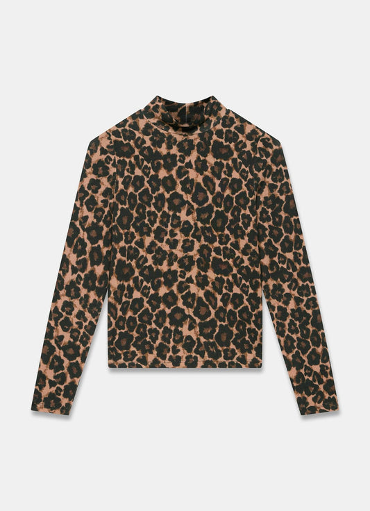 Leopard Print High Neck Top