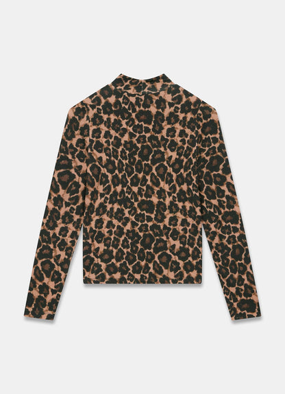 Leopard Print High Neck Top