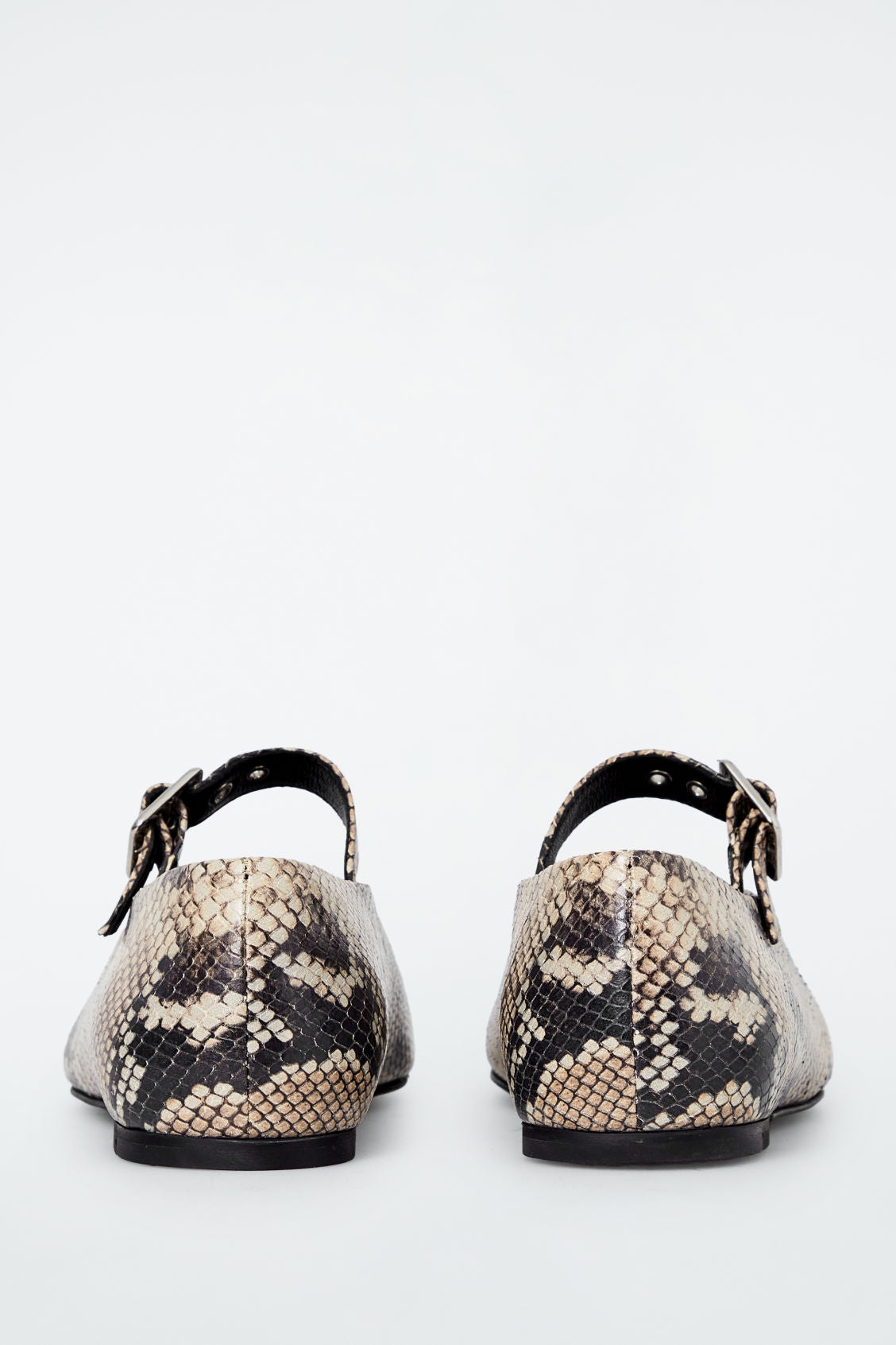 Snake-Effect Leather Ballet Flats