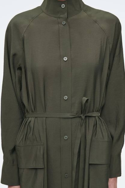 Utility belted shirt dress