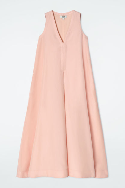 A-line linen-blend maxi dress