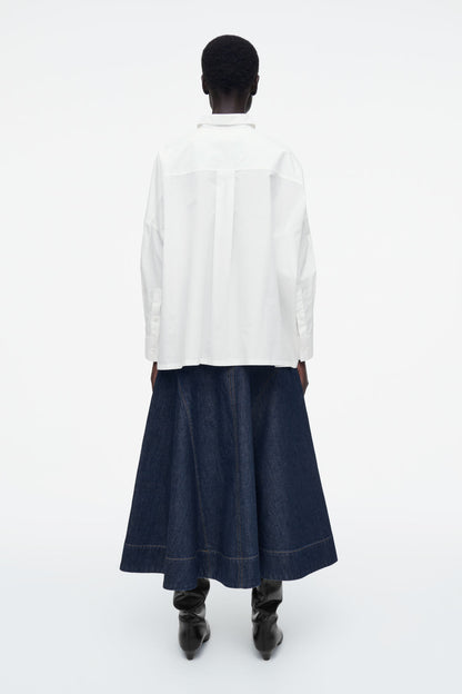 Oversized pleat-back cotton shirt