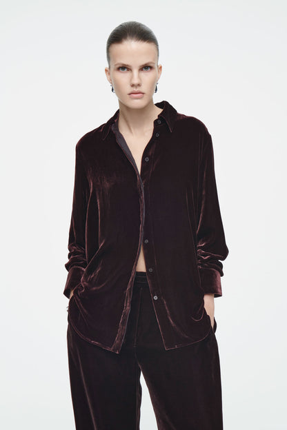 Silk-blend velvet shirt