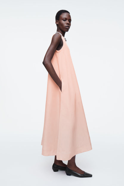 A-line linen-blend maxi dress