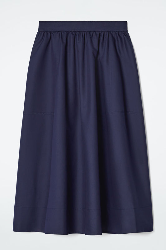 Gathered A-line midi skirt