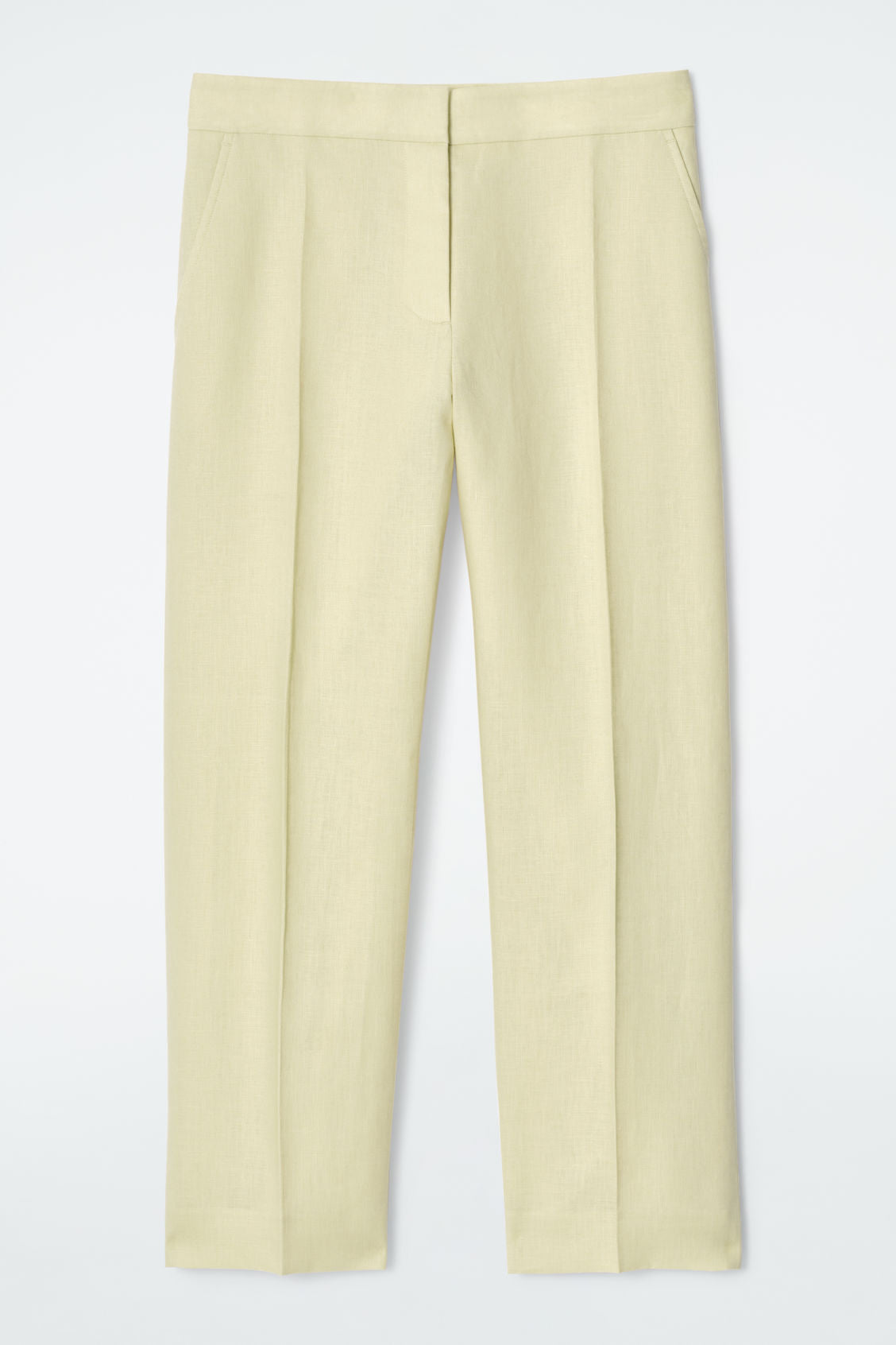 Linen slim-leg trousers