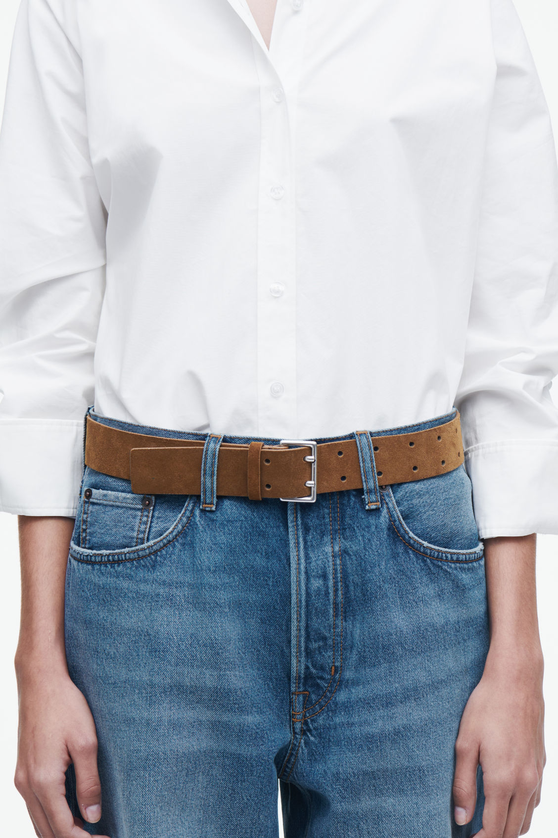 Double-prong suede belt