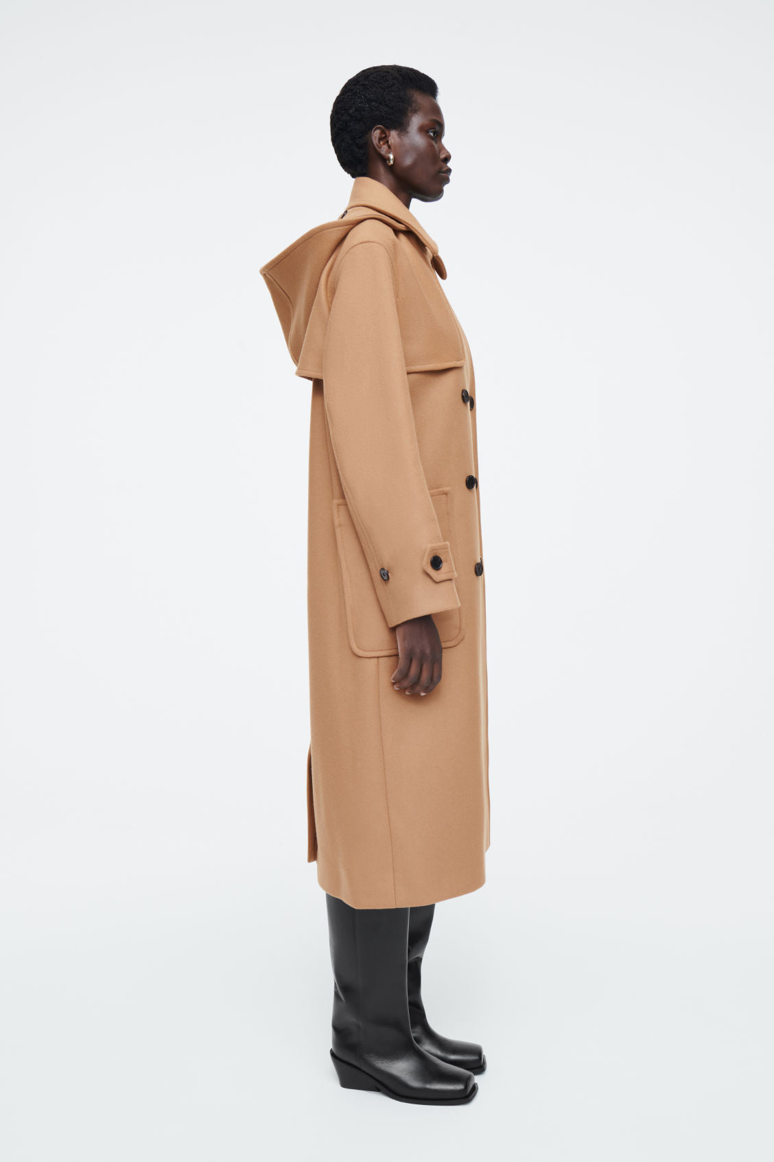 Hooded wool duffle coat