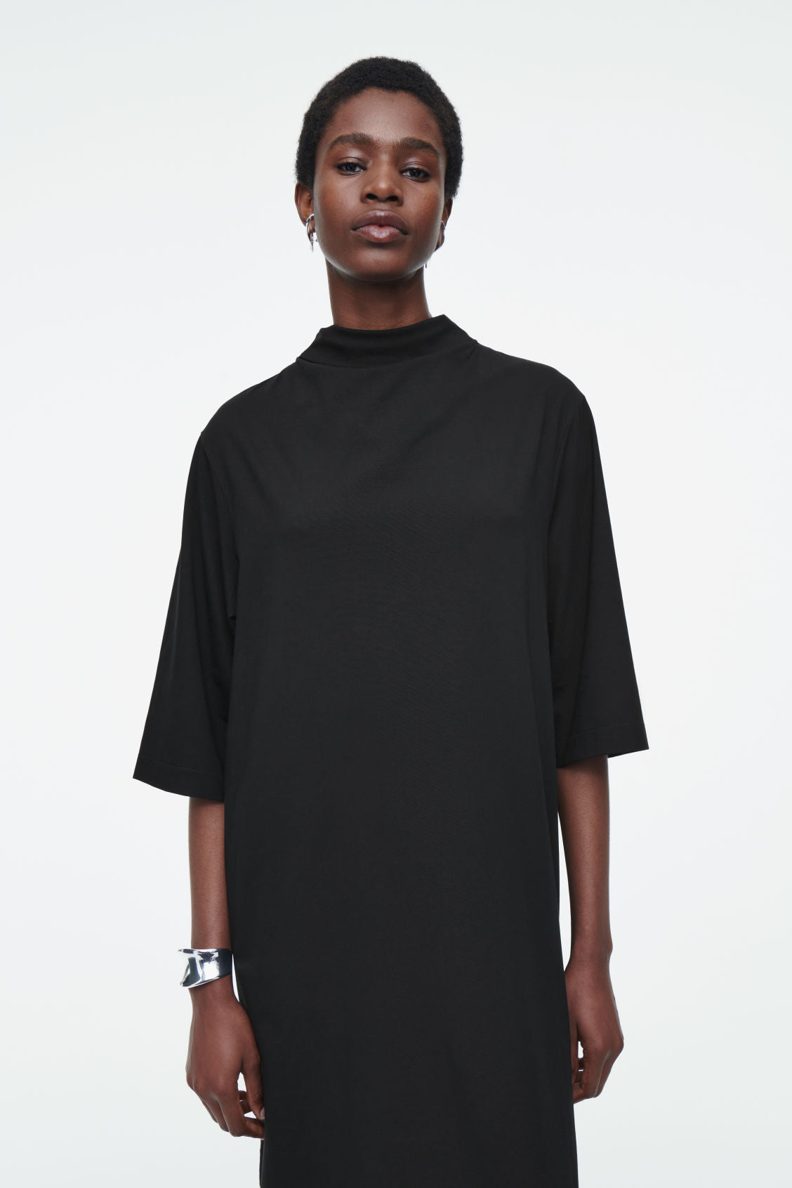 Tie-Detail Turtleneck Dress