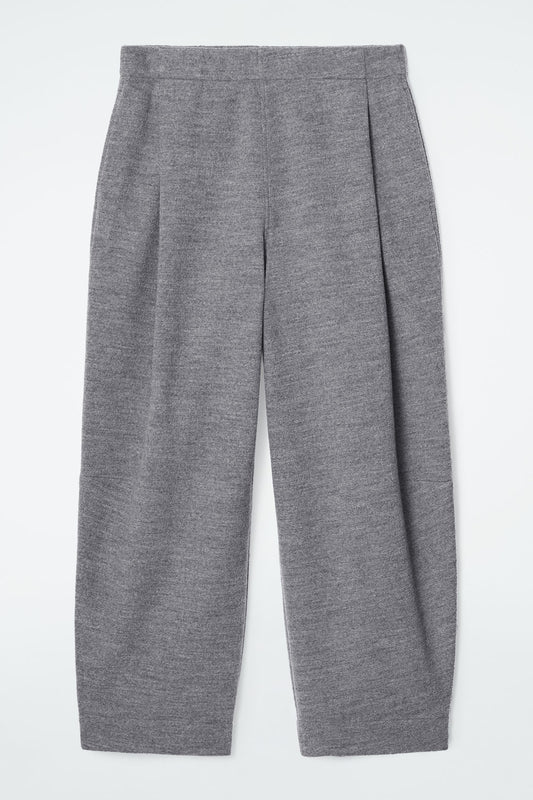 Boiled-Wool Barrel Leg Trousers