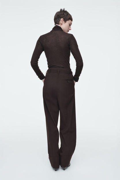 Turn-Up Wool-Blend Trousers