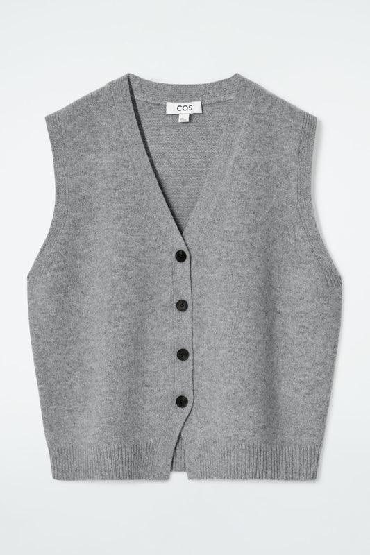 V-neck merino wool waistcoat