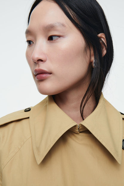 Layered Double-Breasted Trench Coat