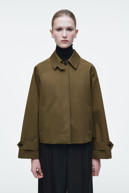 Short twill trench coat