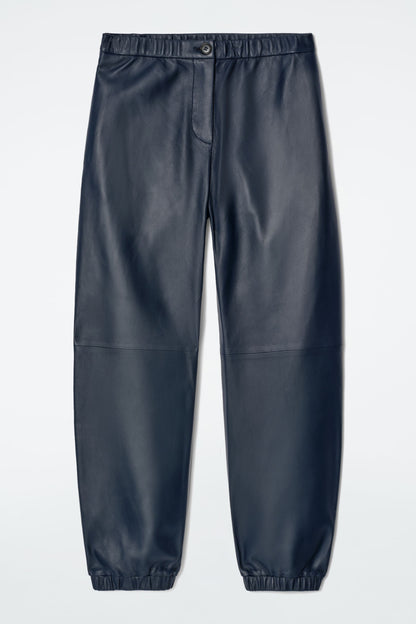 Leather straight-leg joggers