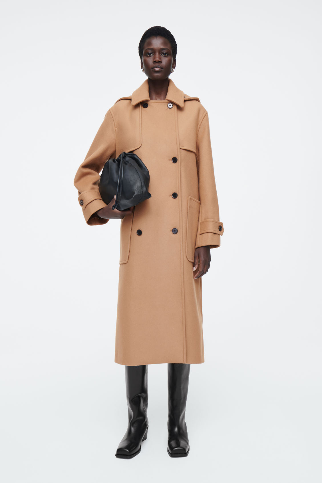 Hooded wool duffle coat