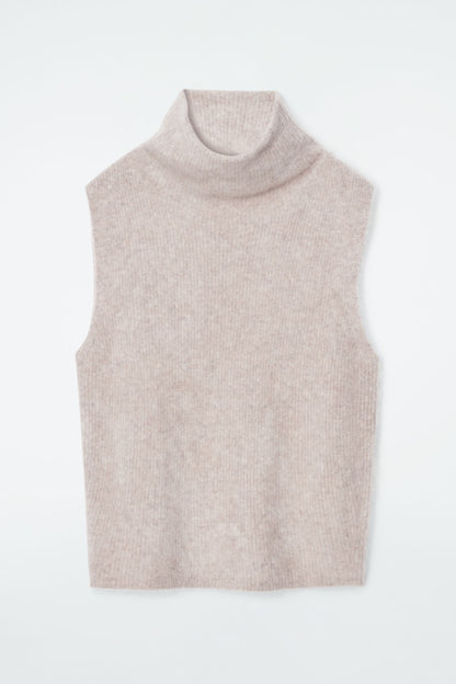 The funnel-neck brushed cashmere vest