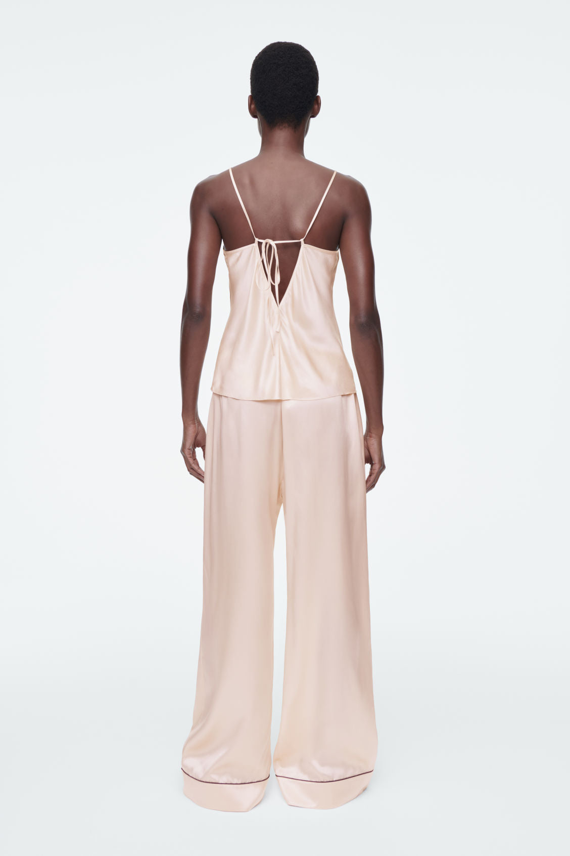 Sheer-Panel Silk Cami Top