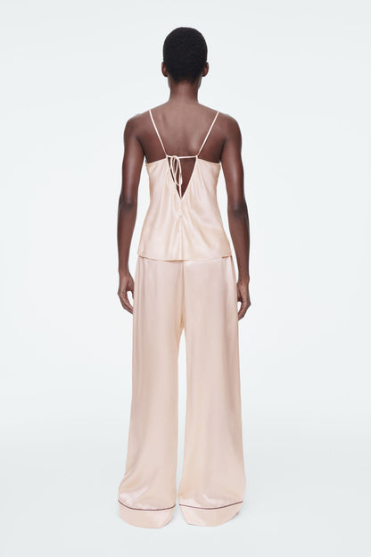 Sheer-Panel Silk Cami Top