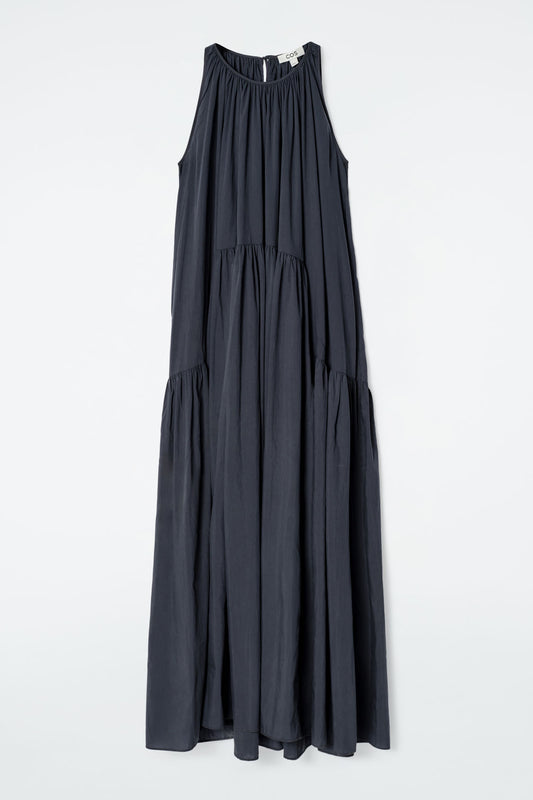 Gathered halterneck maxi dress