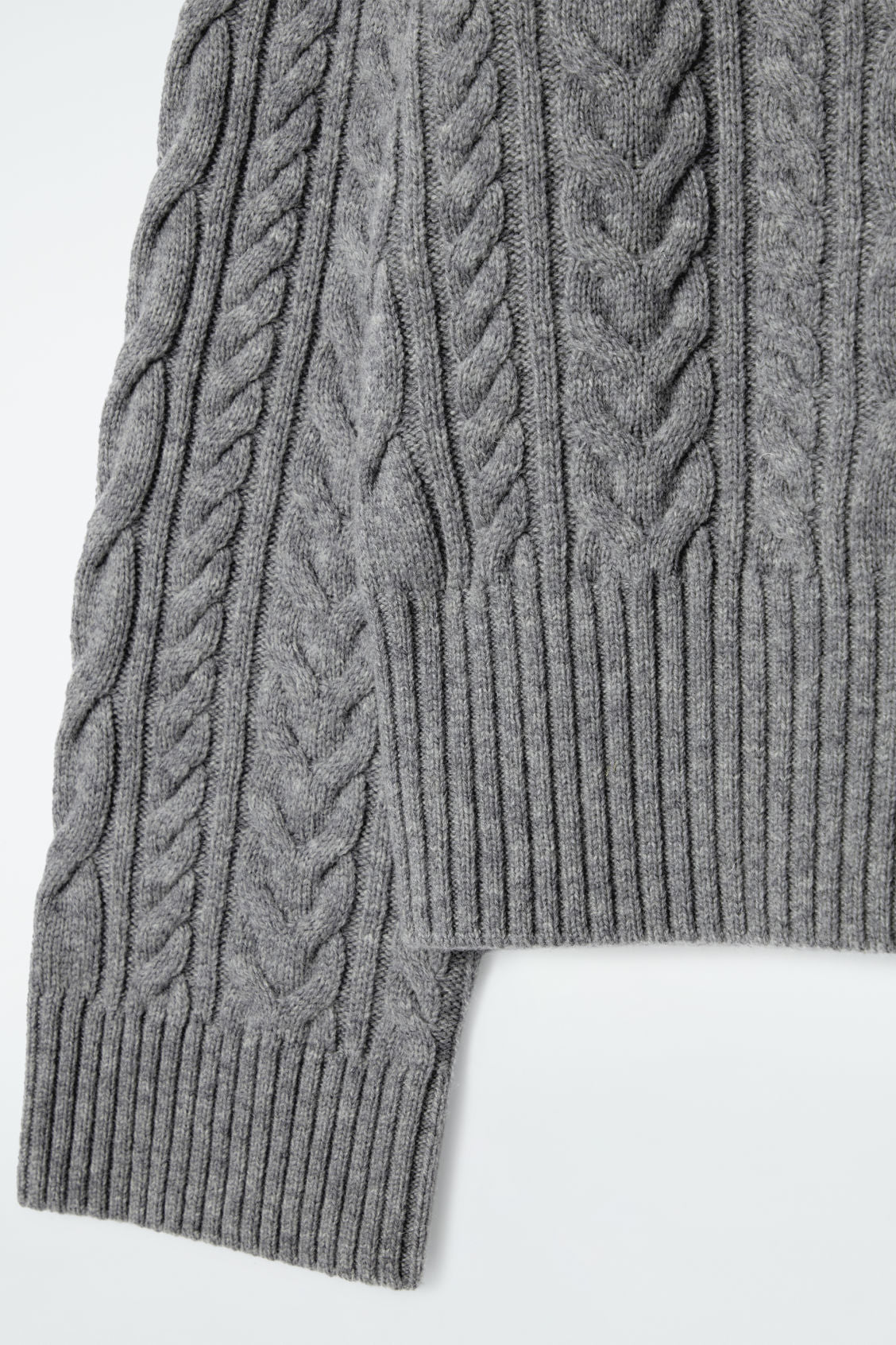 Cable-knit wool funnel-neck jumper