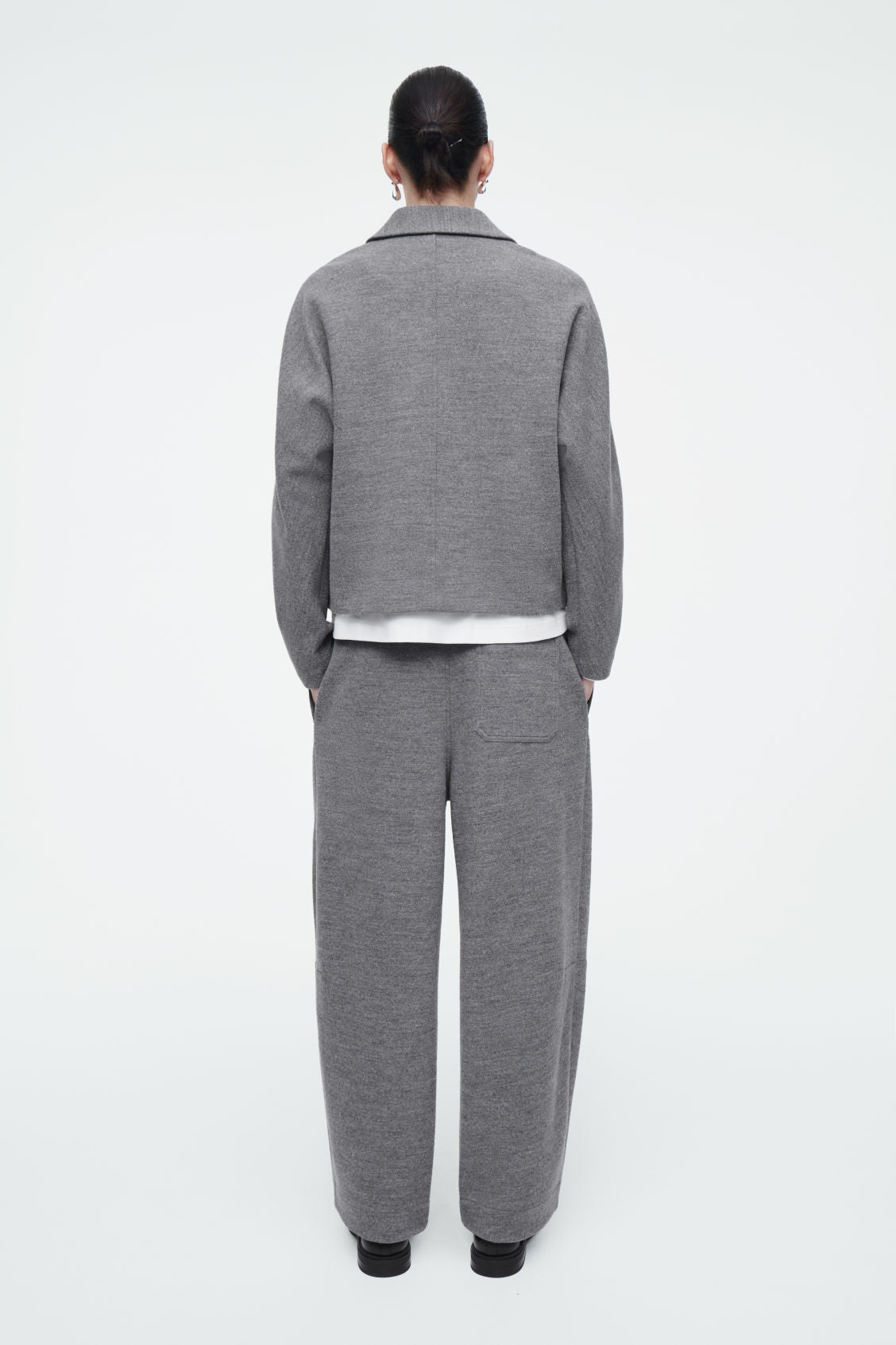 Boiled-Wool Barrel Leg Trousers