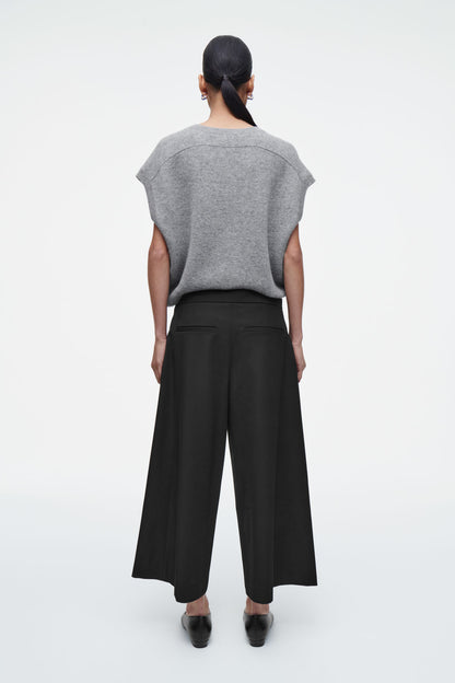 Cropped wool-blend wide-leg trousers