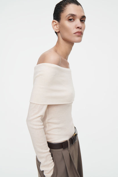 Off-The-Shoulder Merino Wool Top