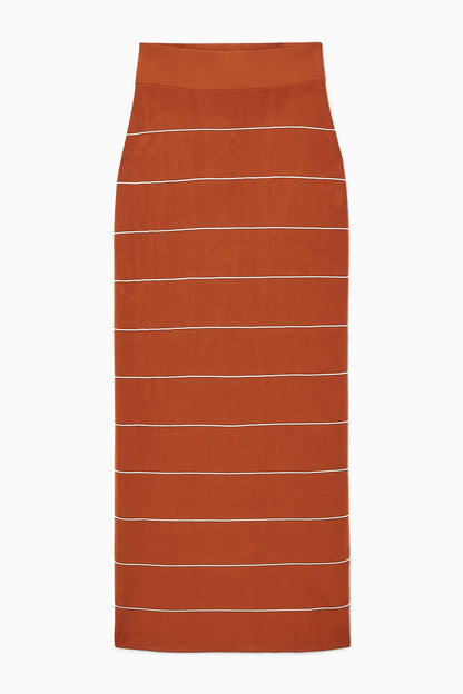 Striped knitted maxi skirt