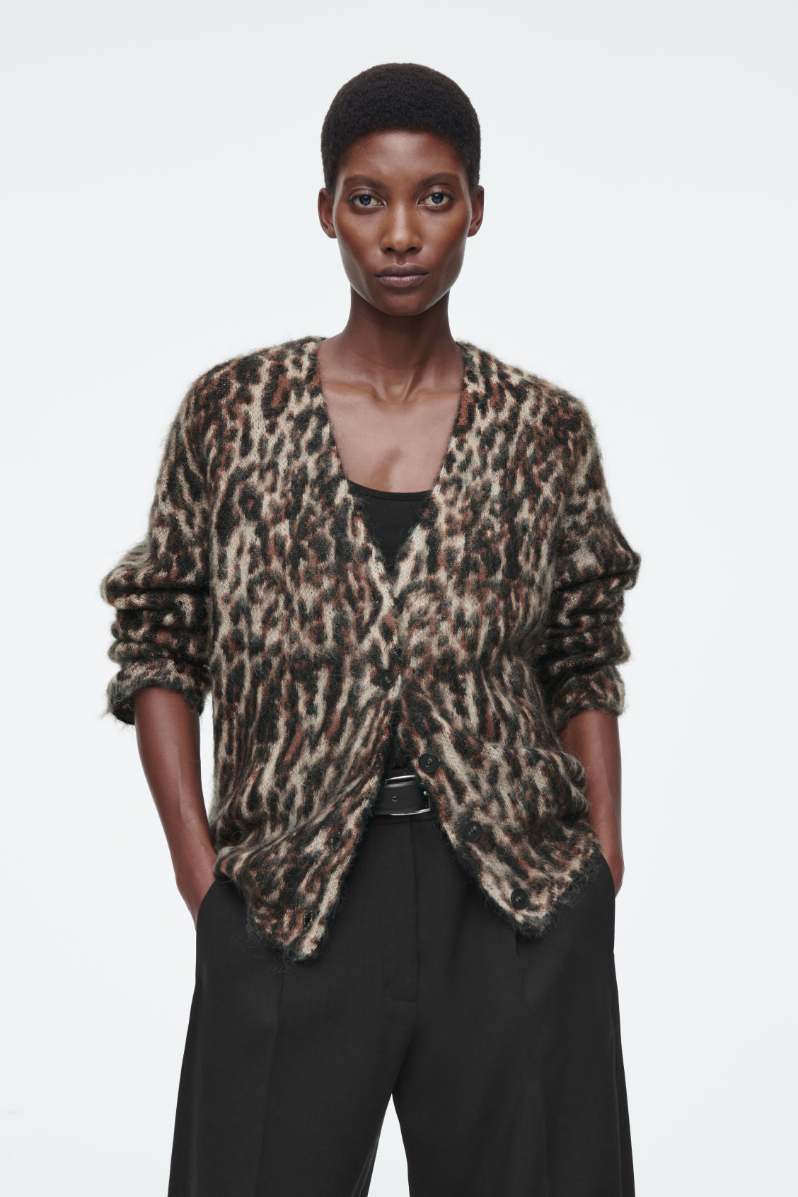 Leopard-Print Mohair-Blend Cardigan