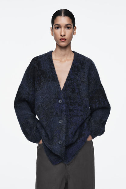 Alpaca-blend jacquard cardigan