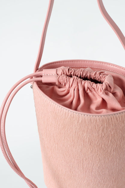 Mini pony hair bucket bag