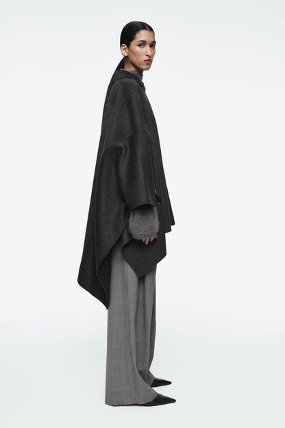 Double-faced merino wool cape