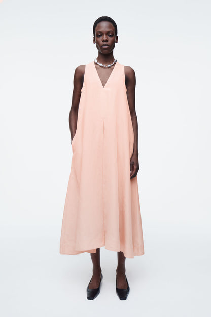 A-line linen-blend maxi dress