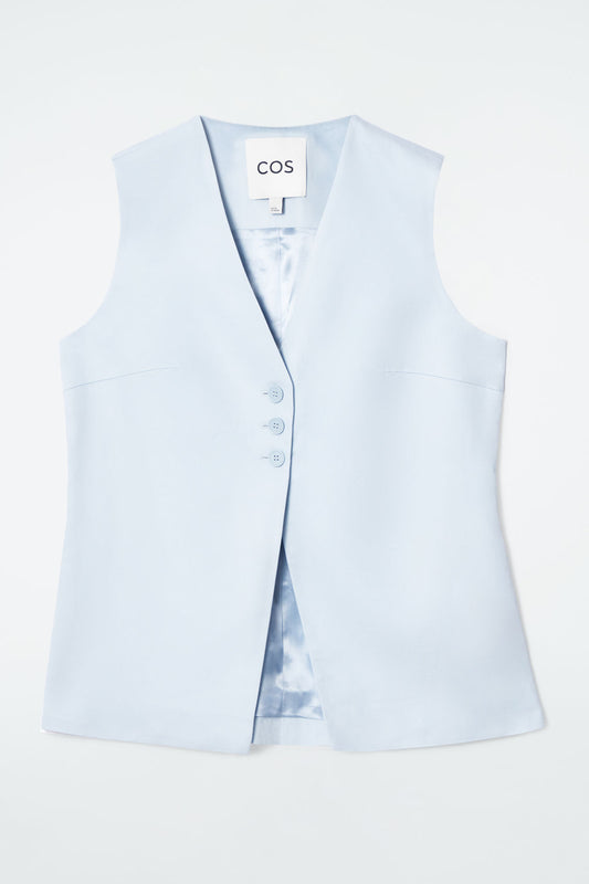 Longline Linen-Blend Waistcoat Top