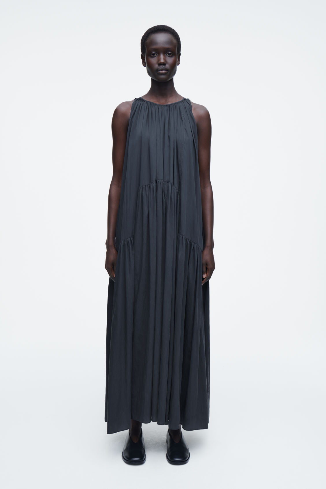 Gathered halterneck maxi dress