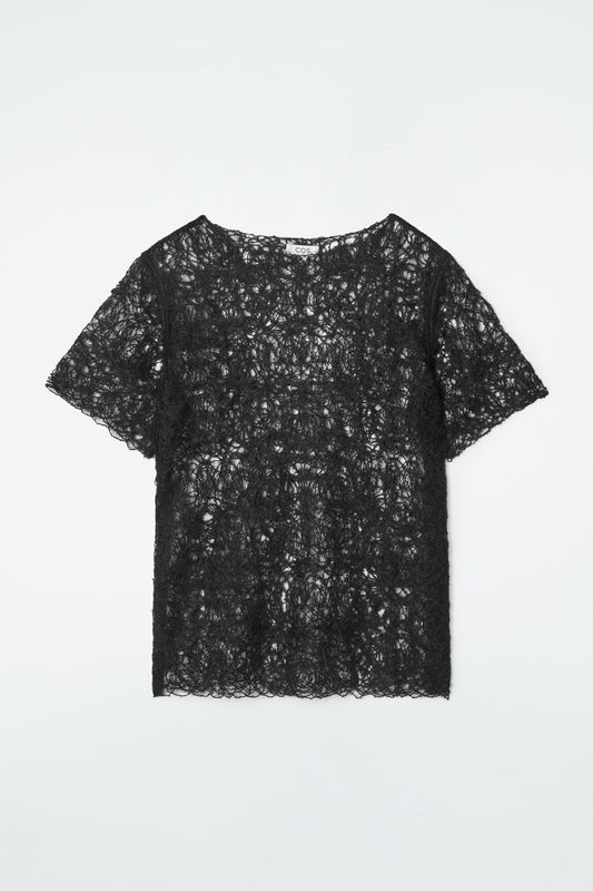 Sheer embroidered mohair t-shirt