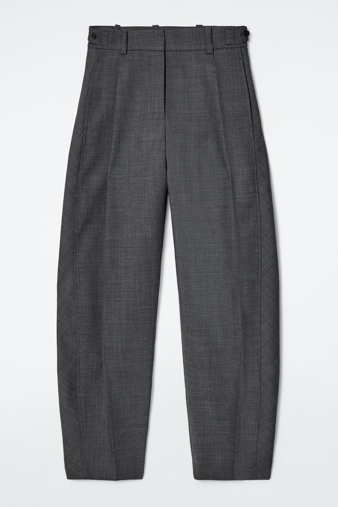 Wool-Blend Barrel-Leg Trousers