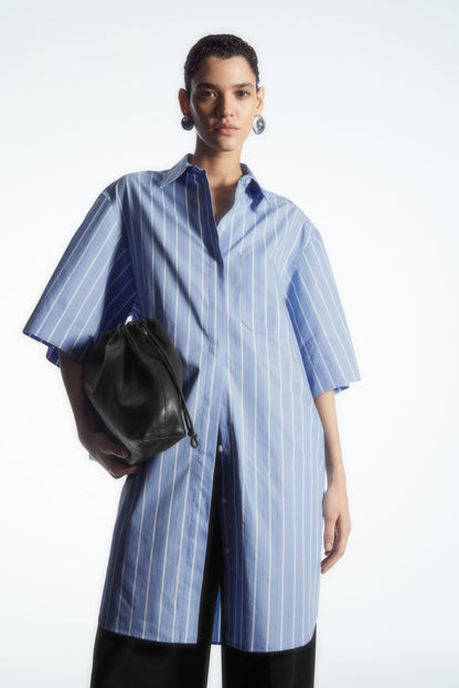 Oversized poplin mini shirt dress