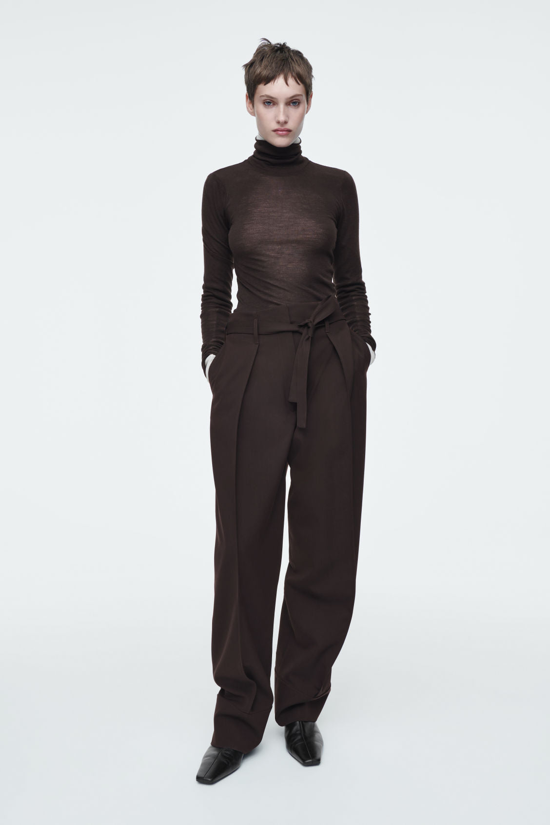 Turn-Up Wool-Blend Trousers