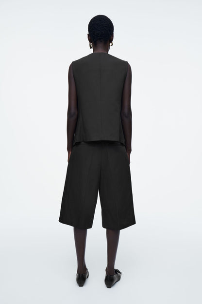 Wrap-front linen-blend waistcoat