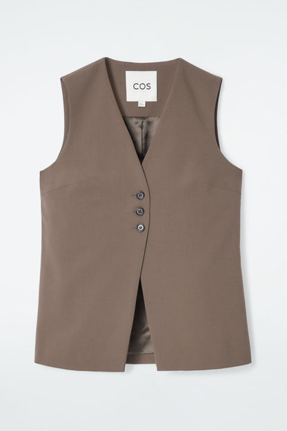 Longline Tailored Twill Waistcoat