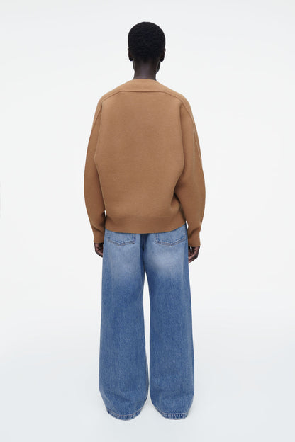 Rounded double-faced wool jumper