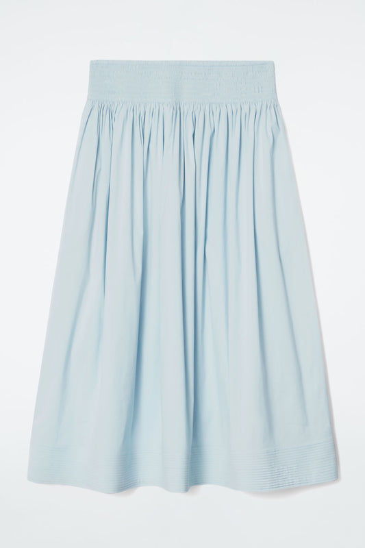 Smocked A-Line Midi Skirt