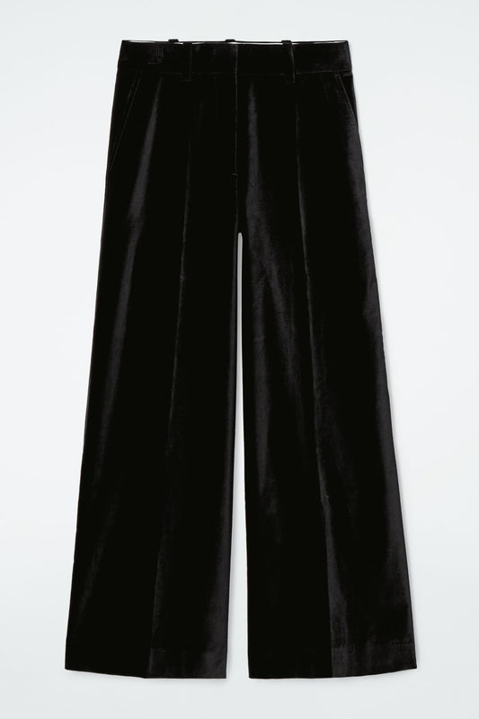 Relaxed Velvet Wide-Leg Trousers