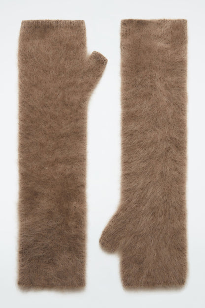 Brushed-Cashmere Fingerless Gloves