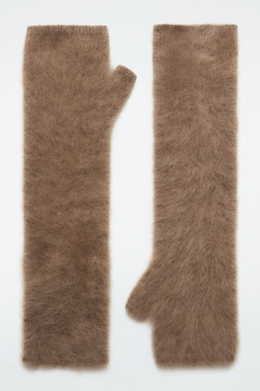 Brushed-Cashmere Fingerless Gloves