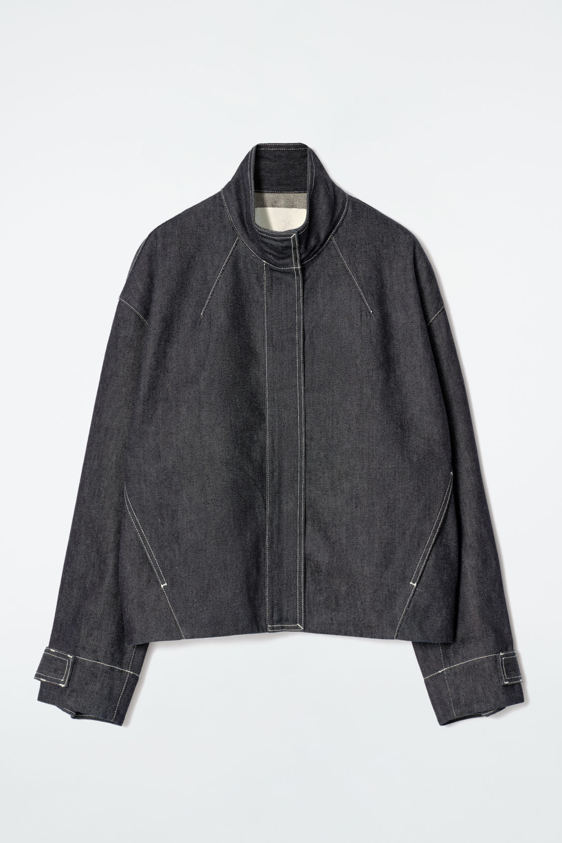 Rounded denim bomber jacket