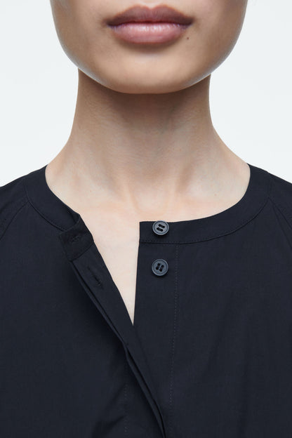 Oversized flared poplin midi dress