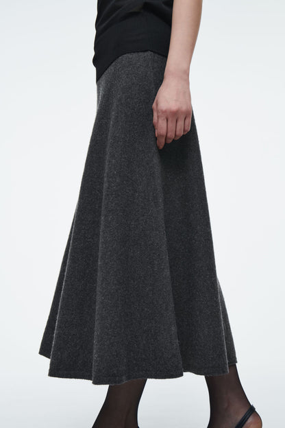 Boiled-Wool Midi Skirt